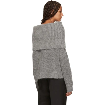 Shop Acne Studios Grey Cowl Neck Sweater In Grey Melang