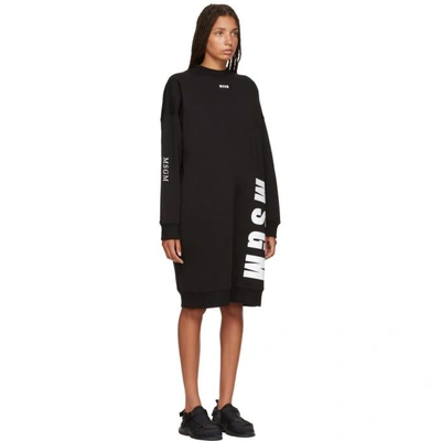 Shop Msgm Black Times New Roman Sweatshirt Dress In 99 Black