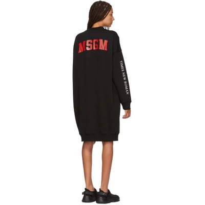 Shop Msgm Black Times New Roman Sweatshirt Dress In 99 Black