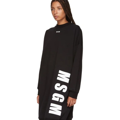 Shop Msgm Black Times New Roman Sweatshirt Dress In 99 Black