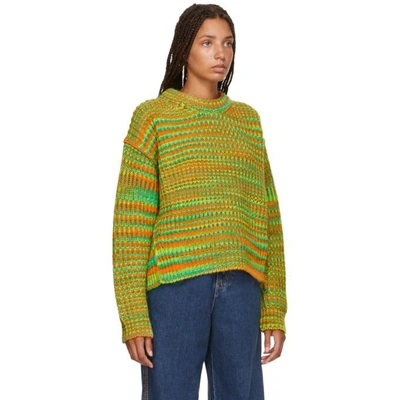 Shop Acne Studios Orange & Green Ribbed Sweater In Green/orang
