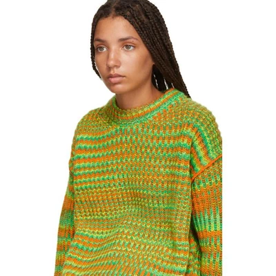 Shop Acne Studios Orange & Green Ribbed Sweater In Green/orang