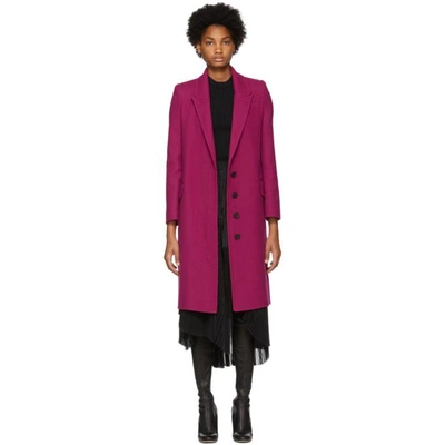 Shop Alexander Mcqueen Pink Wool And Cashmere Coat In 5521 - Deep