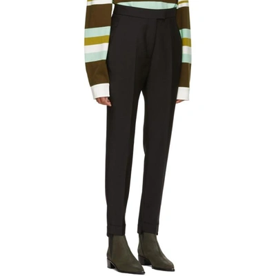 Shop Acne Studios Black High-waisted Cuffed Trousers