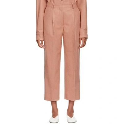 Shop Acne Studios Pink Wool And Cashmere Flannel Trousers In Dusty Pink