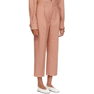 Shop Acne Studios Pink Wool And Cashmere Flannel Trousers In Dusty Pink
