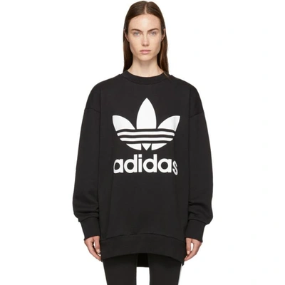 Shop Adidas Originals Black Oversized Logo Sweatshirt Dress