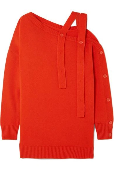 Shop Tomas Maier One-shoulder Cashmere Sweater In Papaya