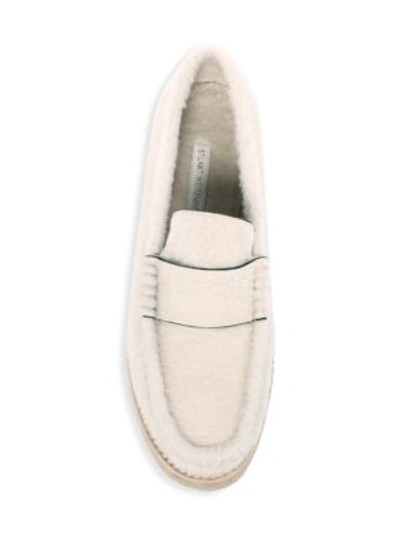 Shop Stuart Weitzman Bromley Dyed Shearling Loafers In Cream