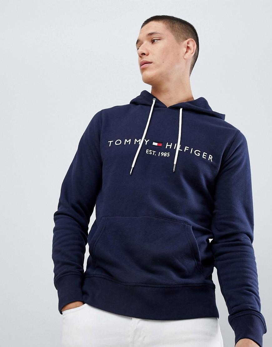 tommy hilfiger logo hoodie navy