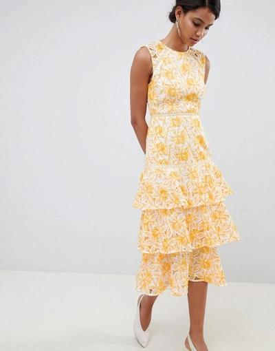 Shop Keepsake Lace Midi Dress - Yellow