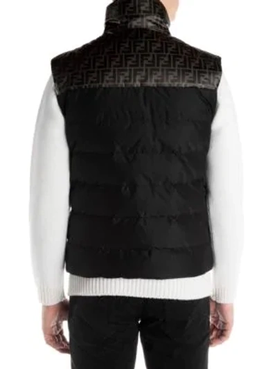 Shop Fendi Logo Print Feather Fill Vest In Black