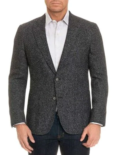 Shop Robert Graham Chester Classic Marled-knit Jacket In Black White