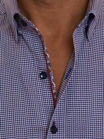 Shop Robert Graham Houndstooth Button-down Shirt In Blue