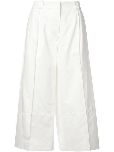 Shop Marni Cropped Flared Trousers - White