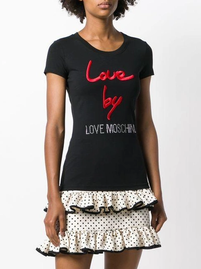 Shop Love Moschino Logo Patch T-shirt - Black