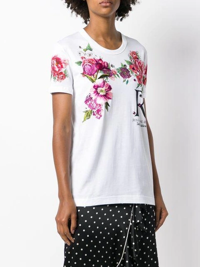 Shop Dolce & Gabbana Logo Floral T-shirt - White
