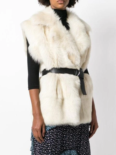 Shop Iro Belted Fur Gilet - Neutrals