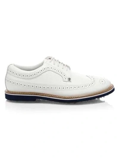 Shop G/fore Gallivanter Wingtip Leather Shoes In Patriot