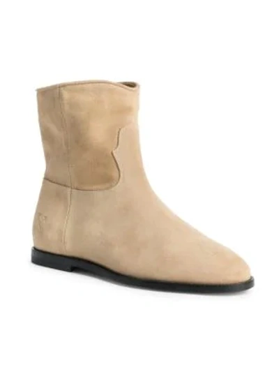 Shop Off-white Paperclip Chelsea Suede Boots In Beige