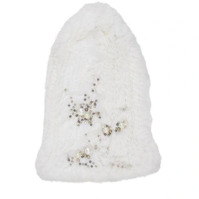Jimmy Choo Anja Chalk Lapin Fur Hat With Pearl And Crystal Appliqué In S100  Chalk | ModeSens