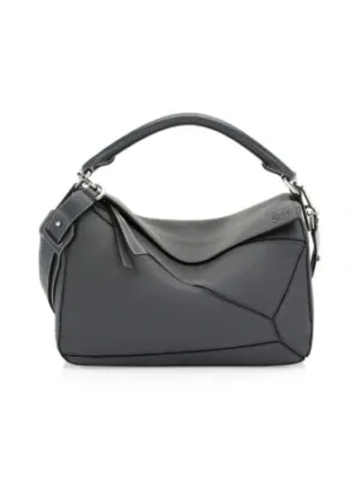 Shop Loewe Leather Puzzle Bag In Anthracite