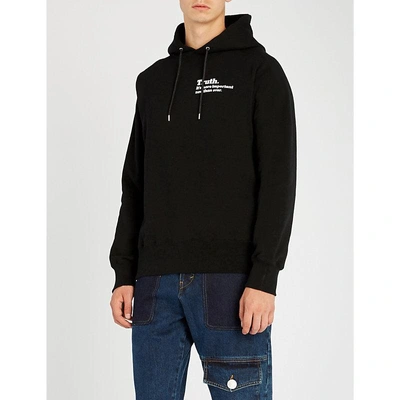Shop Sacai The New York Times Truth-print Cotton-jersey Hoody In Black