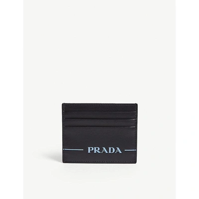 Shop Prada Black Logo Leather Card Holder