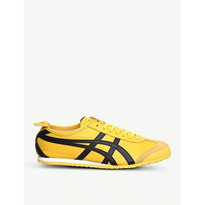 Shop Asics Mexico 66 Leather Trainers In Yellowblack
