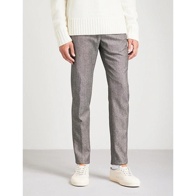 Shop Slowear Pinhead Slim-fit Tapered Wool And Cotton-blend Trousers In Grey