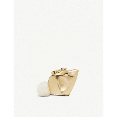 Shop Loewe Bunny Leather Charm In Gold