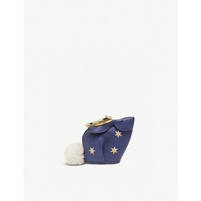 Shop Loewe Royal Blue And Gold Stars Bunny Leather Charm In Royal Blue/gold