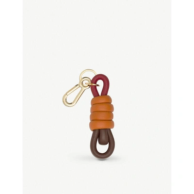 Shop Loewe Knot Leather Charm In Rouge/ginger/gold