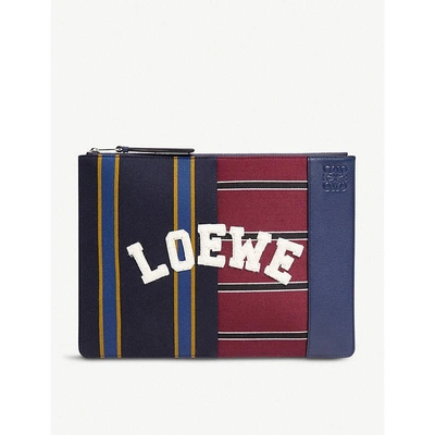 Shop Loewe Varsity Medium Flat Pouch In Multicolor/marine