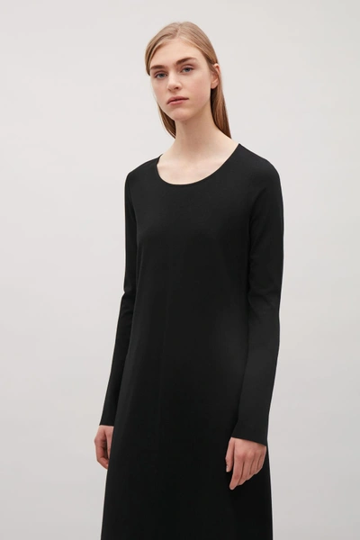 Shop Cos Long Jersey Dress In Black