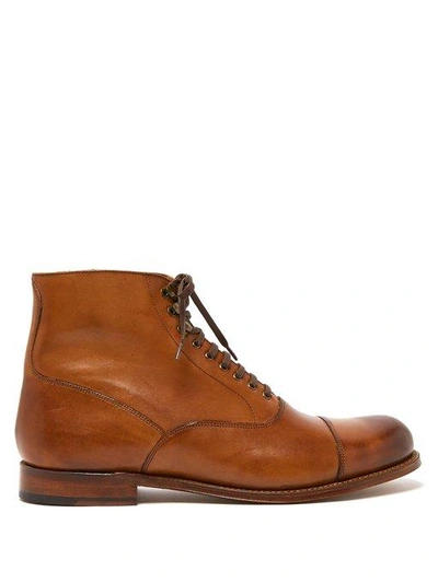 Leander Lace up Leather Boots In Tan