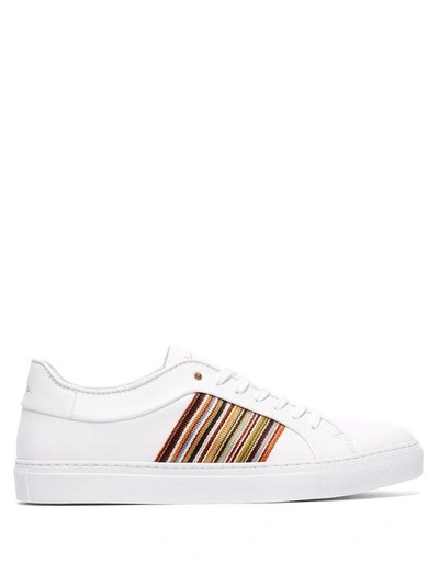 Paul Smith Artist Stripe Leather Low-top Trainers In White | ModeSens