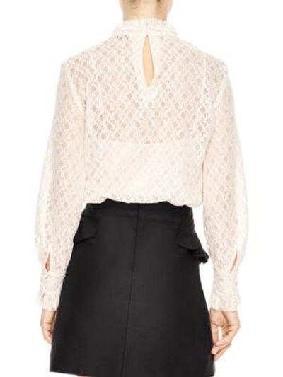 Shop Sandro Cacahuete Lace Turtleneck In Shell