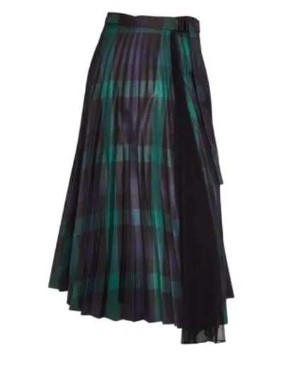 Sandro plaid pleated midi skirt cheap