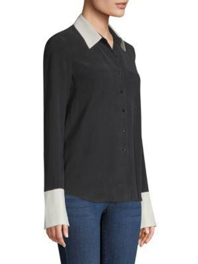 Shop L Agence Mia Two Tone Blouse In Black Ivory