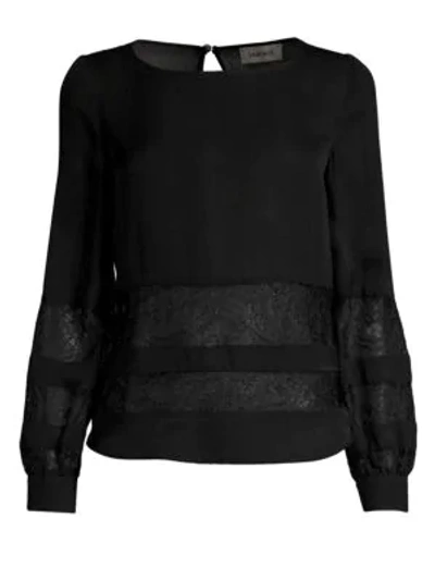 Shop L Agence Petra Lace Panel Blouse In Black