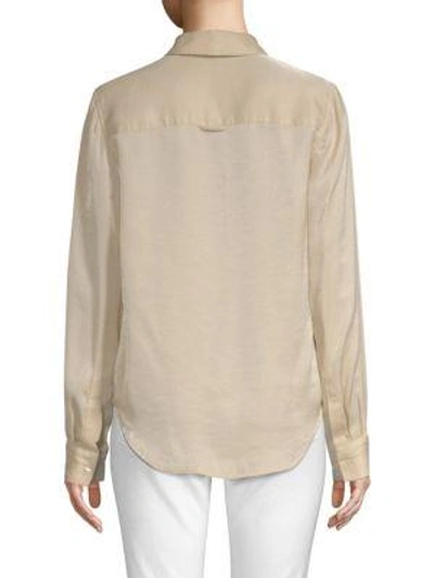 Shop L Agence Loretta Shimmer Twill Blouse In Sand