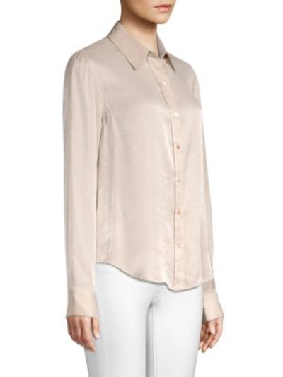 Shop L Agence Loretta Shimmer Twill Blouse In Sand