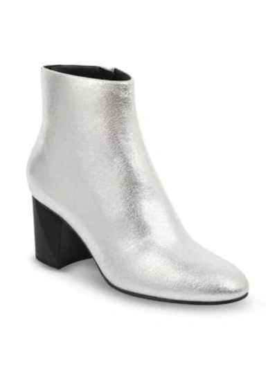 Shop Kendall + Kylie Hadlee Leather Booties In Silver