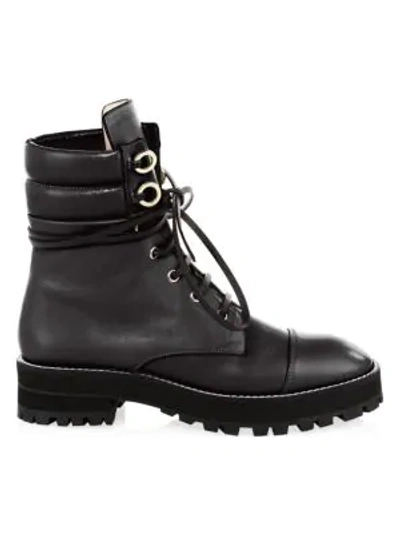 Shop Stuart Weitzman Lexy Leather Combat Boots In Black
