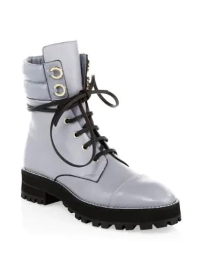 Shop Stuart Weitzman Lexy Leather Combat Boots In Dove