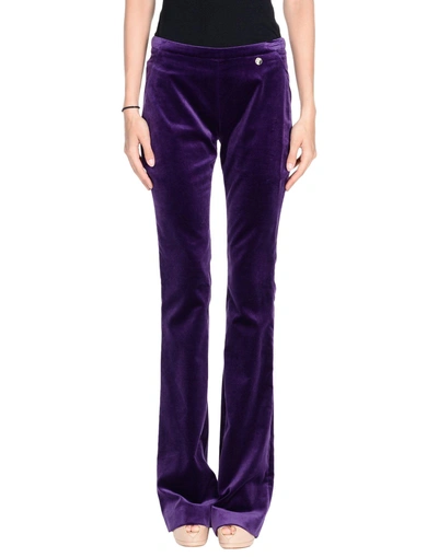 Shop Versace Casual Pants In Purple