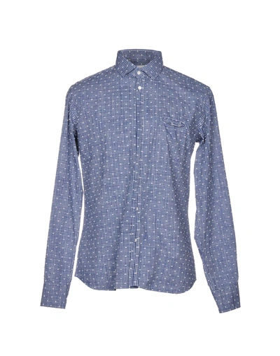 Shop Aglini Man Shirt Blue Size 16 Cotton