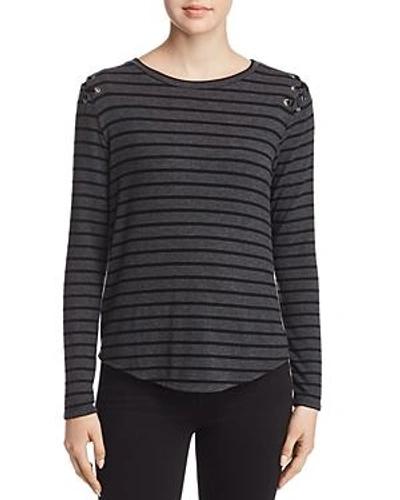 Shop Generation Love Pauline Lace-up Striped Tee In Gray/charcoal