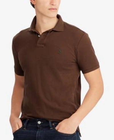 Shop Polo Ralph Lauren Men's Classic Fit Mesh Polo In Mohican Brown